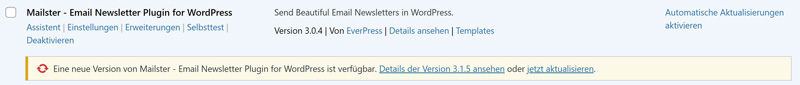 WordPress Plugin aktualisieren - Website Wartung